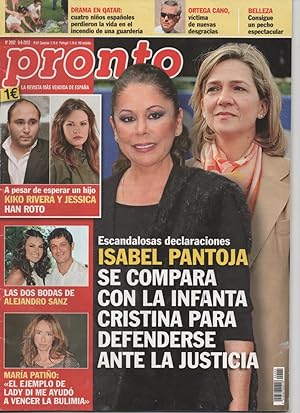 REVISTA PRONTO N� 2092 JUNIO 2012: ISABEL PANTOJA SE COMPARA CON LA INFANTA CRISTINA - DOS BODAS ...
