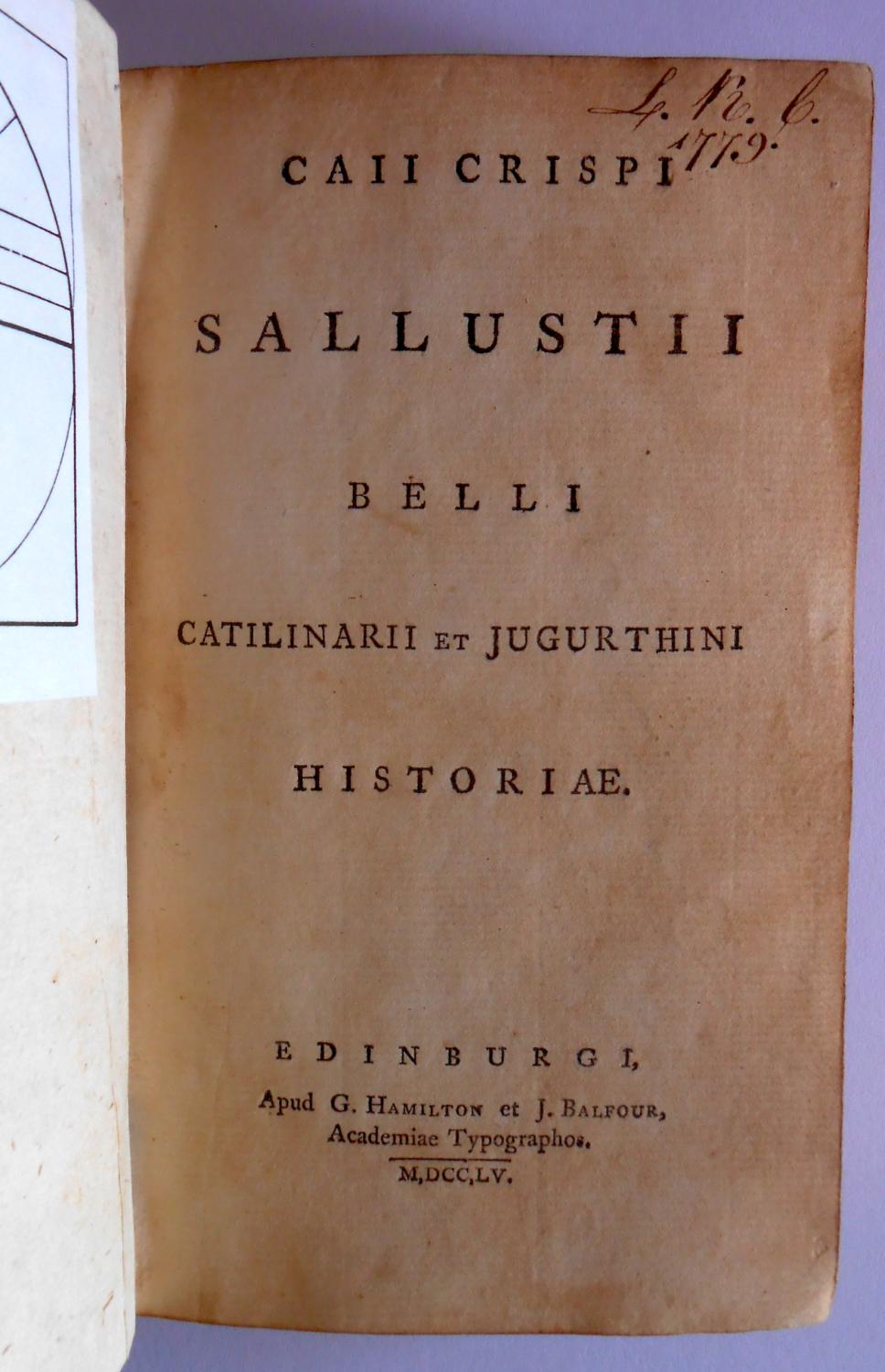 Caii Crispi Sallustii Belli Catilinarii et Jugurthini Historiae. - Sallust (Gaius Sallustius Crispus)