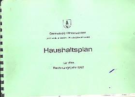 Gemeinde Hinterzarten, Landkreis Breisgau-Hochschwarzwald, Haushaltsplan für das Rechnungsjahr 1982