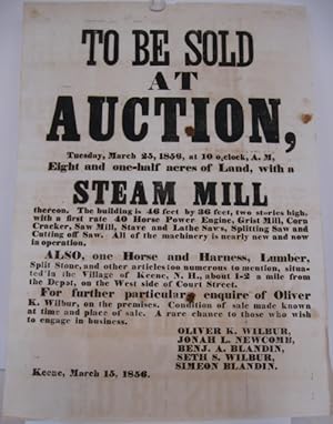To Be Sold / at / AUCTION, / Tuesday, March 25, 1856, at 10 o'clock, A.M. / Eight and one-half ac...