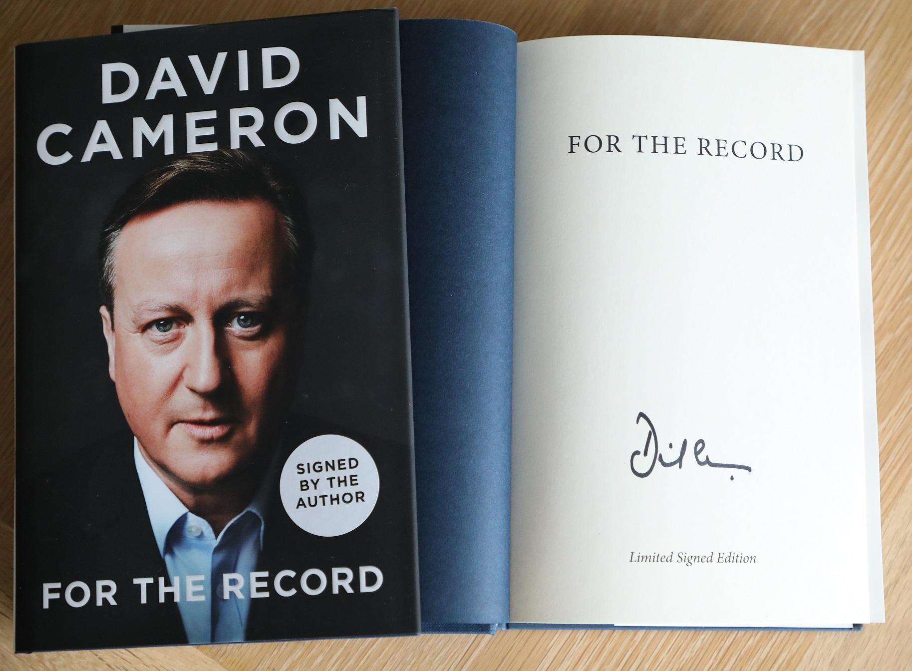 For the Record signed LIMITED first edition - David Cameron