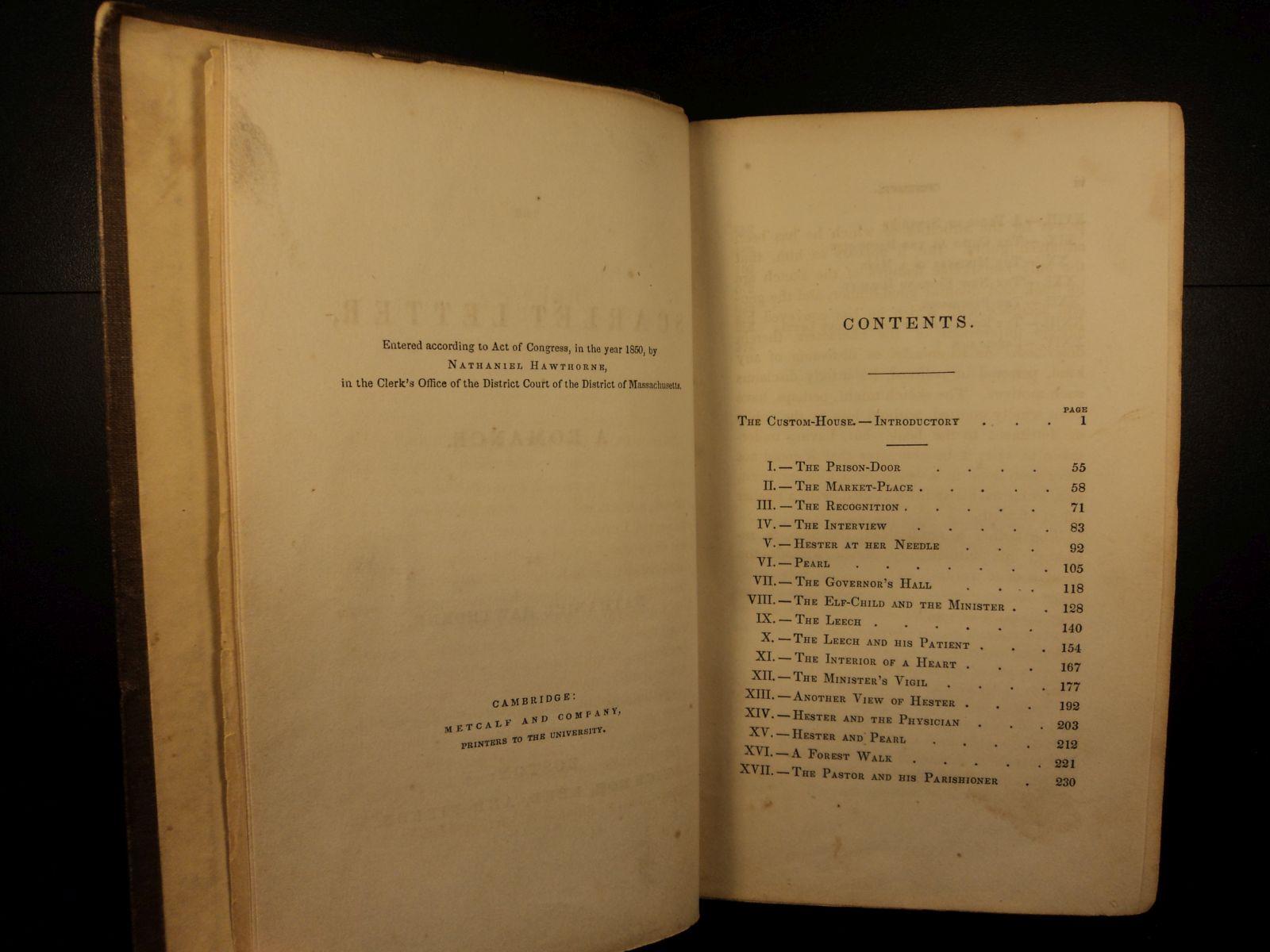 1850 The Scarlet Letter Hawthorne Puritan Adultery Feminism Seven ...