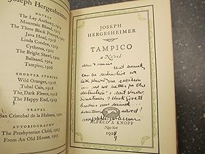 TAMPICO [INSCRIBED BY HERGESHEIMER FOR FRANCES MARION] [PRESENTATION COPY]