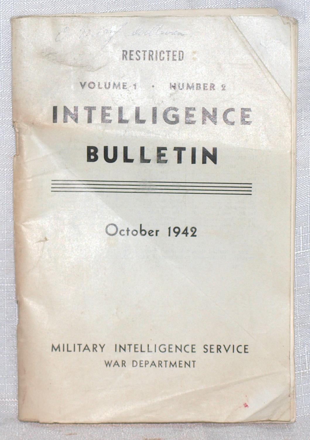 Intelligence bulletin (Vol. 1) (Number 2) October 1942. Restricted by