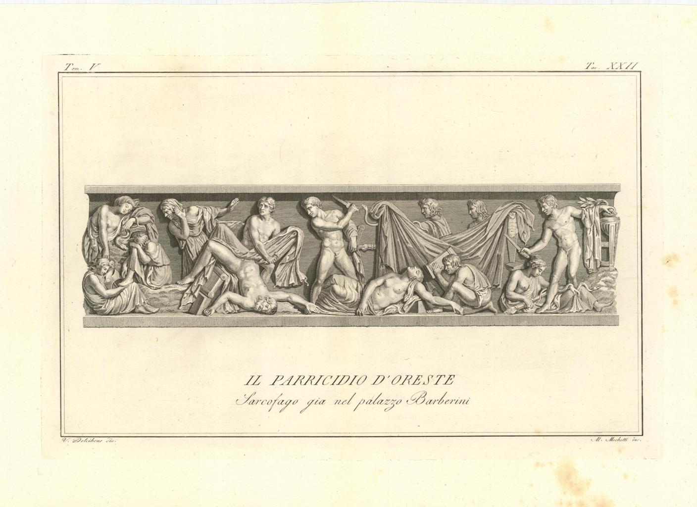 IL PARRICIDIO D'ORESTE / Sarcofago gia nel palazzo Barberini by Dolcibene V. dis. & Mochetti A ...