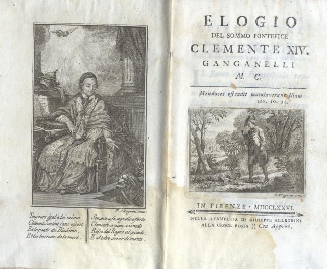 ELOGIO DEL SOMMO PONTEFICE CLEMENTE XIV GANGANELLI: LOSCHI Lodovico Antonio.