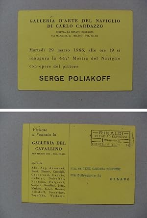 Cartolina/invito Mostra SERGE POLIAKOFF. Galleria d´Arte del Naviglio di Carlo Cardazzo 1966