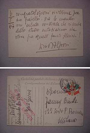 Intero postale manoscritto e firmato DINO ALFIERI 1917 (fascio/fascismo/Mussolini/Prima Guerra)