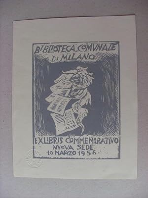 Ex Libris Biblioteca Comunale di MILANO commemorativo Nuova Sede 1956