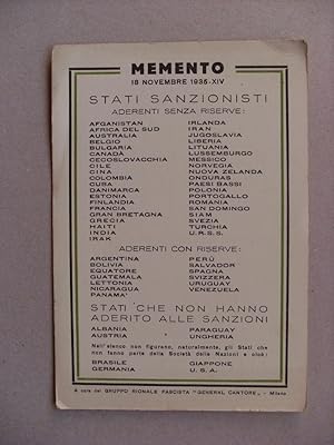 Cartolina "MEMENTO 1935 - Stati Sanzionisti. Gruppo Rionale Fascista GENERAL CANTORE"