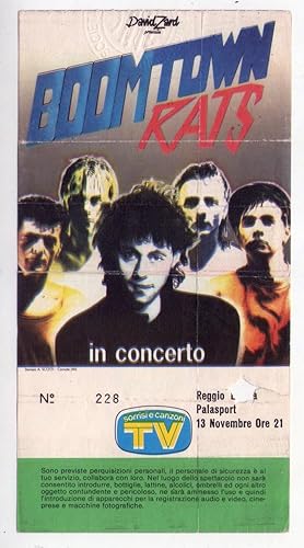 Ticket concerto The Boomtown Rats. Reggio Emilia Palasport 13 Novembre 1985