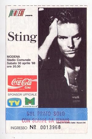 Ticket concerto STING. MODENA - Stadio Comunale. 30 Aprile 1988