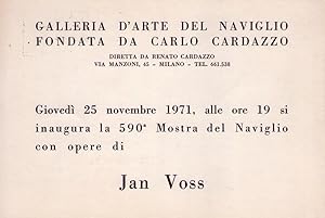 Cartolina/invito Mostra JAN VOSS. Galleria d´Arte del Naviglio di Carlo Cardazzo - Milano dal 25 ...