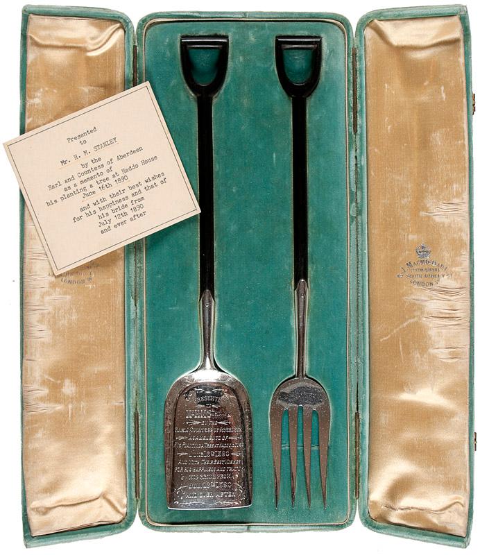 Vialibri Commemorative Gardening Tools Presented To Stanley Commemorative Gardening Tools Presented To Stanley 1890 These Miniatures Of A Spade And Fork Were Custom Made Unique Design Combining Hallmarked