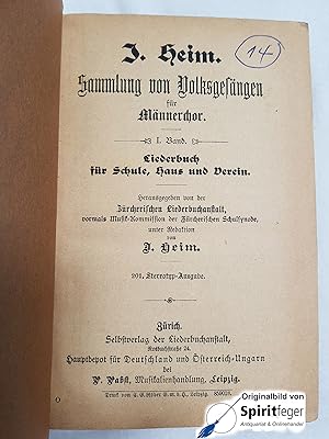 Sammlung von Volksgesängen für Männerchor (1919)