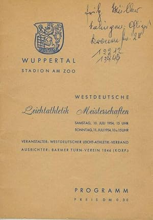 Westdeutsche Leichtathletik Meisterschaften Samstag, 10. Juli 1954, Sonntag, 11. Juli 1954, Wuppe...