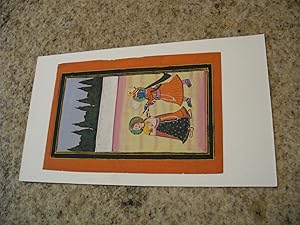 Antique Indian (South Asian) Painting Of Hindu God And Consort Playing With Waterguns