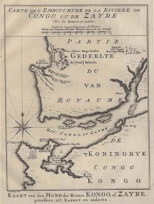 Kupferstich- Karte, v. Bellin, "Carte de l'embouchure de la Riviere de Congo ou de Zayre".