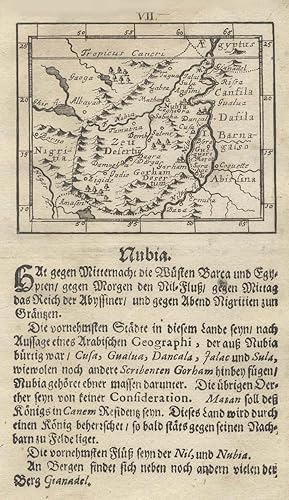 Kupferstich- Karte, von Joh. Ulrich Müller in Ulm, "Nubia.".