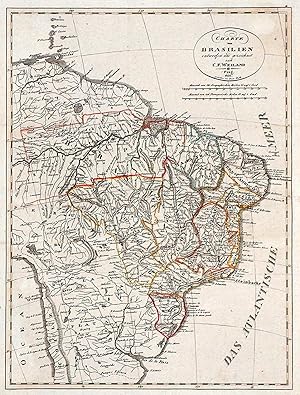 Kupferstich- Karte, v. F. Pluth n. C. F. Weiland, "Charte von Brasilien".