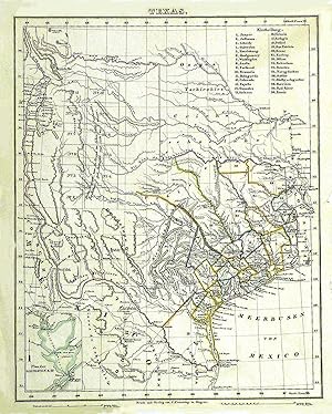 Lithografie- Karte, v. C. Flemming in Glogau, "Texas".