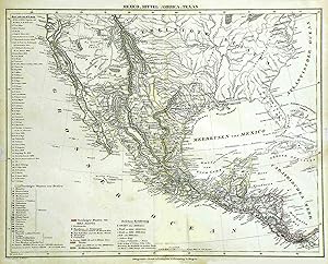 Lithografie- Karte, n. A. Theinert b. Flemming in Glogau, "Mexico, Mittel-America, Texas".