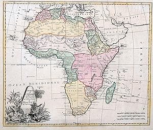 Kupferstich- Karte, von Jean ( d.i. Johann ) Walch b. Martin Will, "Charte de L Afrique publiée p...