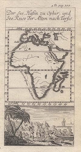 Kupferstich- Karte, aus Schauplatz d. Natur, "Der See - Hafen zu Ophir, und See - Reise der Alten...