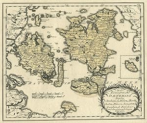 Kst.- Karte, b. Reilly, "Des Königreichs Daenemark Inseln Seeland, Möen, Bornholm, Fünen, Langela...
