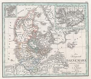Kst.- Karte, n. C.F. Weiland b. Geo. Inst. Weimar, "Das Königreich Daenemark nebst seinen Nebenlä...