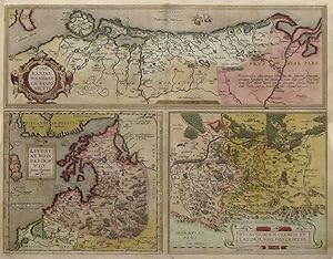 Kupferstich- Karte, aus Ortelius m. 3 Karten auf 1 Blatt, "Pomeraniae, Wandalicae regionis typ.";...