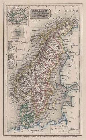 Stst.- Karte, b. B.I., "Dänemark Schweden und Norwegen".