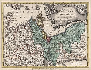 Kupferstich- Karte, n. A. C. Seutter b. T.C. Lotter, "Ducatus Pomerania cum magna Maris Balthici ...