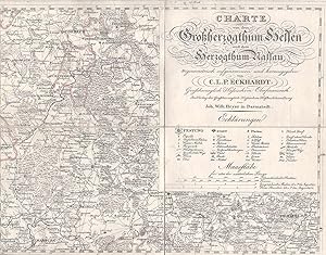 Lithografie- Karte, n. C.L.P. Eckhardt, "Charte von dem Grossherzogthum Hessen und dem Herzogthum...