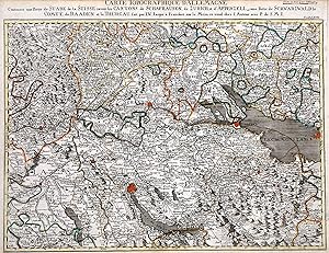 Kupferstich- Karte, b. I. W. Iaeger, "Carte topographique D'Allemagne Contenant une Parte de Suab...