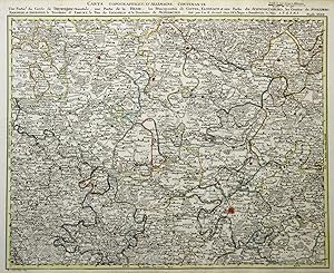 Kupferstich- Karte, n. H. Cöntgen b. I. W. Iaeger, "Carte Topographique D Allemagne contenante un...