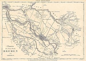 Lithografie- Karte, n. Schlieben b. Breitkopf u. Härtel, "Charte der freien Stadt Bremen nebst Ge...