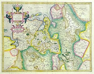 Kupferstich- Karte, n. Mercator b. Hondius, "Westfalia Cum Dioecesi Bremensi".