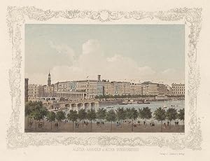 Teilansicht, Alsterarkaden u. Jungfernstieg, "Alster-Arkaden u. Alter Jungfernstieg".