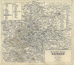 Stahlstich- Karte, v. Streit, "Die Preussische Provinz Sachsen".