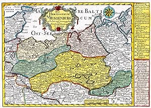 Kupferstich- Karte, b. J. G. Schreiber, "Das Herzogthum Mecklenburg".
