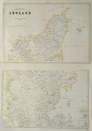 Litho.- Karte, in 2 Blatt, b. C. Flemming in Glogau, "Halbinsel Jütland".