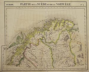 Litho.- Karte, v. H. Ode aus Vandermaelen, "Partie de la Suède et de la Norwège".