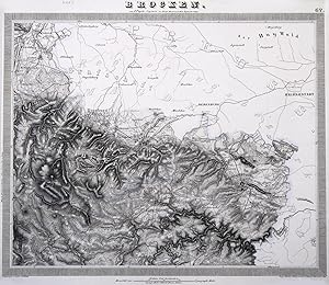 Kupferstich- Karte, n. A. Papen v. H. Wolff, Berge, Schrift und Wald von W. Brose, "Brocken".