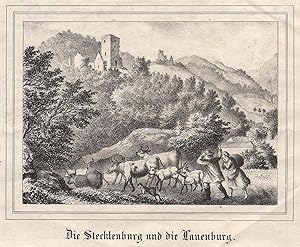 Teilansicht, Burgruine Stecklenburg u. Lauenburg.