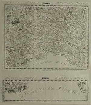 Kupferstich - Karte, 2 Karten b. "Geogr. Institut" in Weimar, "Theil von Tirol. Sect. 184".