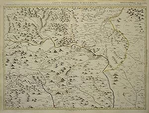 Kupferstich - Karte, b. I. W. Iaeger, "Carte topographique D'Allemagne Contenant une Partie de l'...