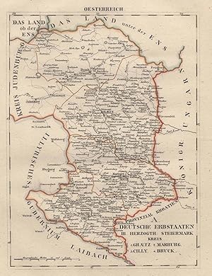 Lithografie - Karte, aus Schliebens Atlas von Europa, "A. Deutsche Erbstaaten. III) Herzogth. Ste...