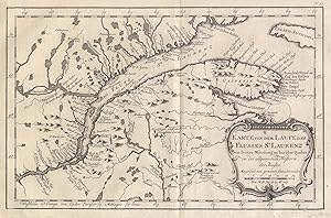 Kupferstich- Karte, v. Bellin, "Karte von dem Laufe des Flusses St. Laurenz von seiner Mündung an...