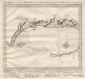 Teilansicht, Hafen, "Havre de L' Isle Maurice nommée depuis Isle de France, au Sud Est. - Haven v...